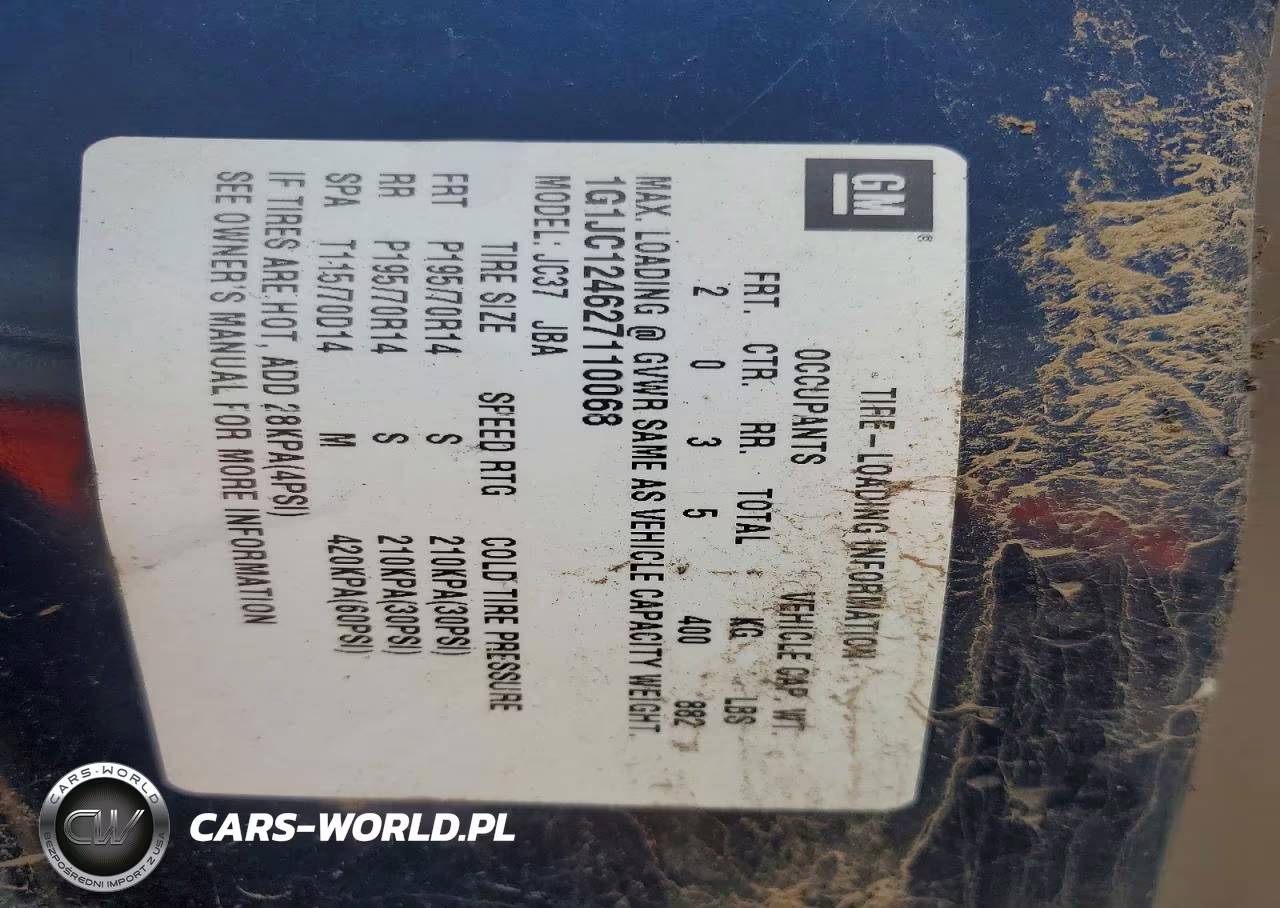 2002 Chevrolet Cavalier VIN:1G1JC124627110068 - 12