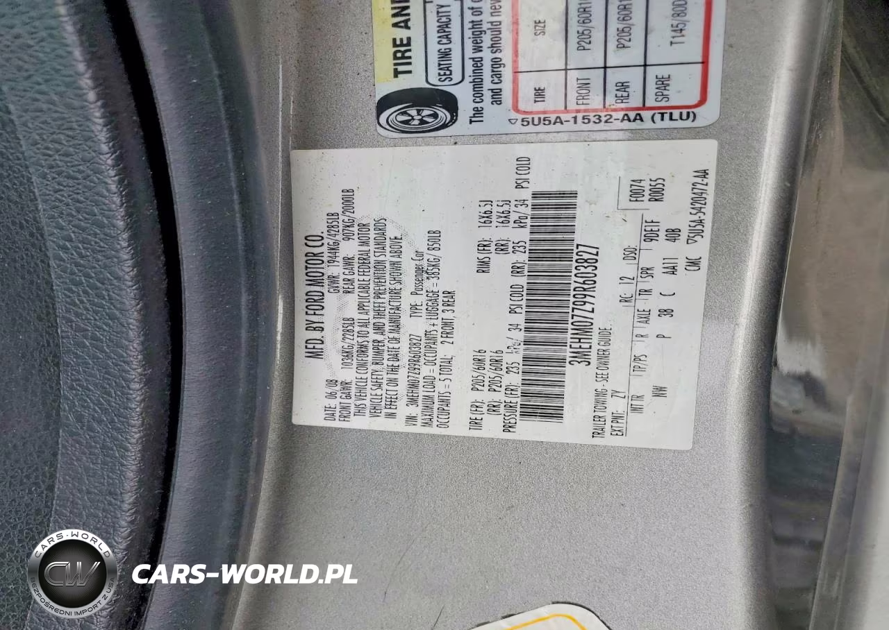 2009 Mercury Milan VIN:3MEHM07Z99R603827 - 12