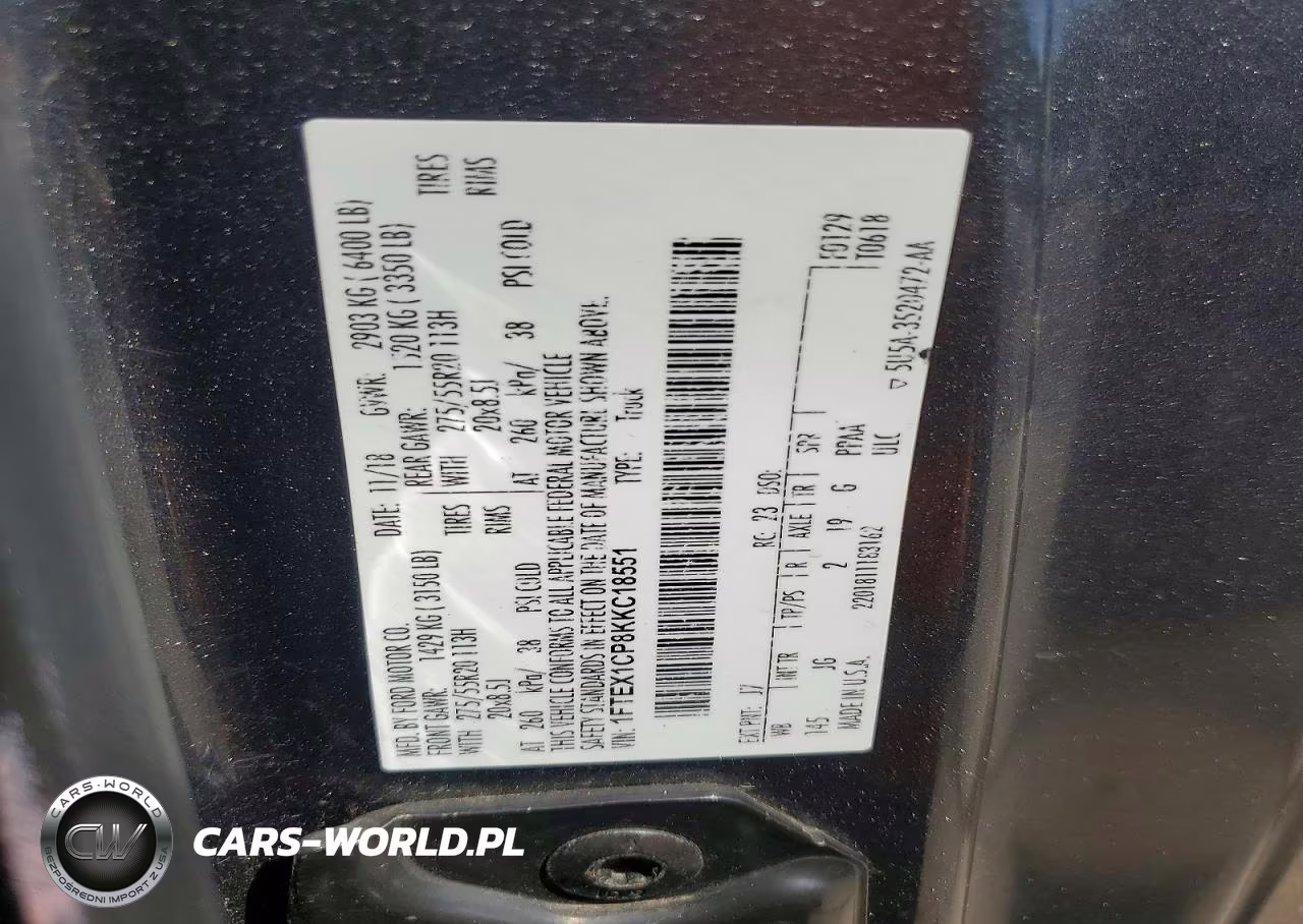 2019 Ford F150 Xl VIN:1FTEX1CP8KKC18551 - 12