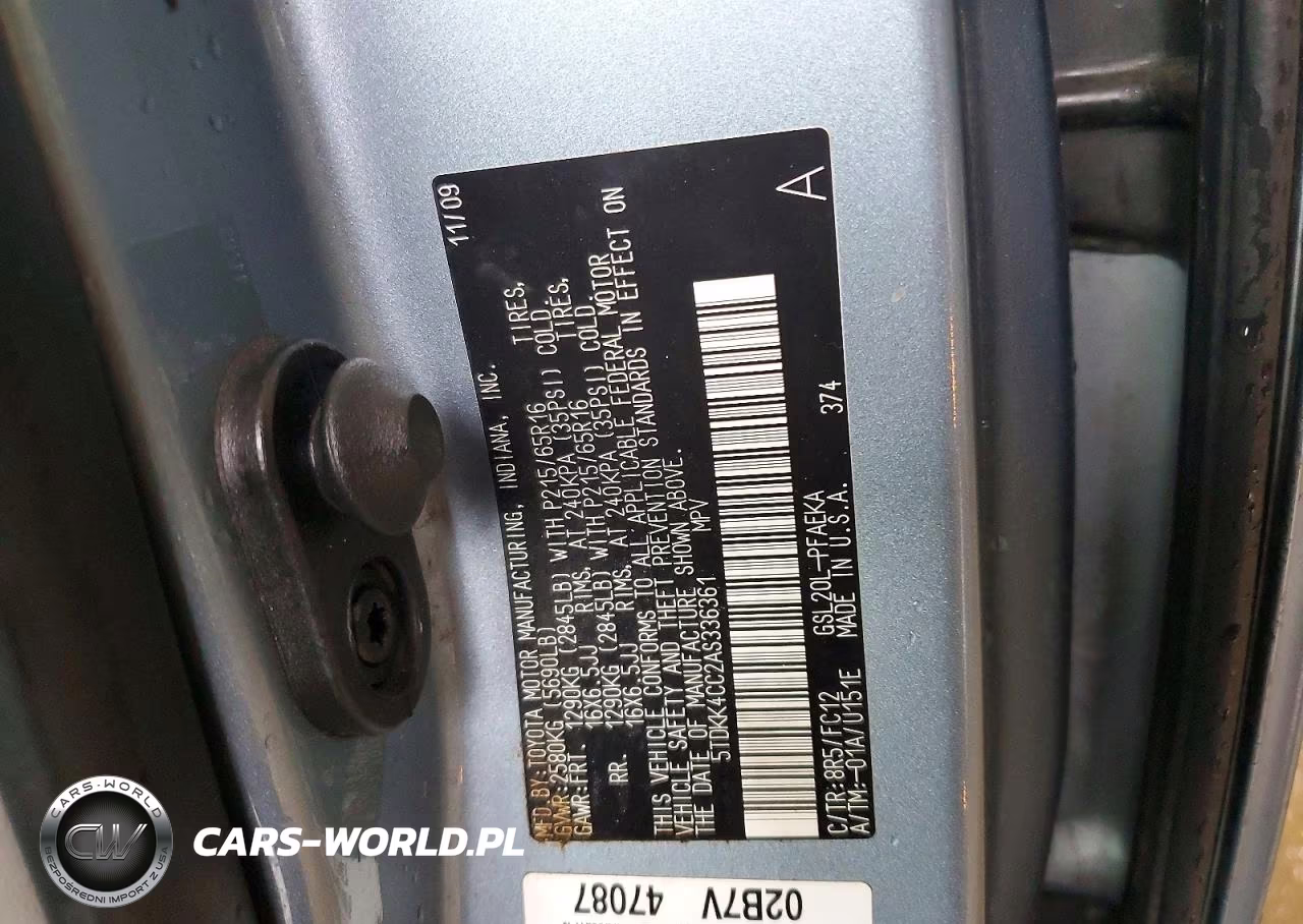 2010 Toyota Sienna Le 7-Passenger VIN:5TDKK4CC2AS336361 - 13