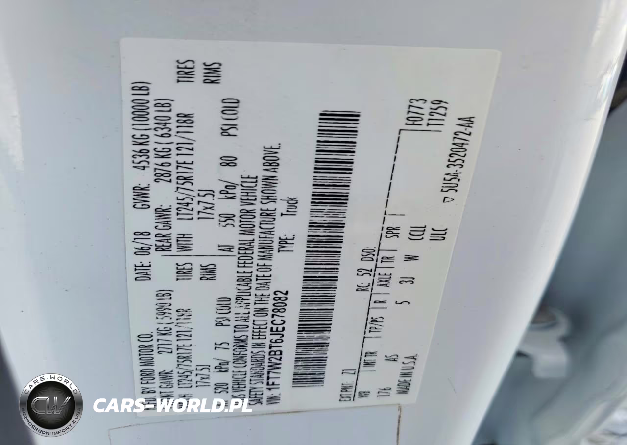 2018 Ford F250 Super Duty VIN:1FT7W2BT6JEC78082 - 12