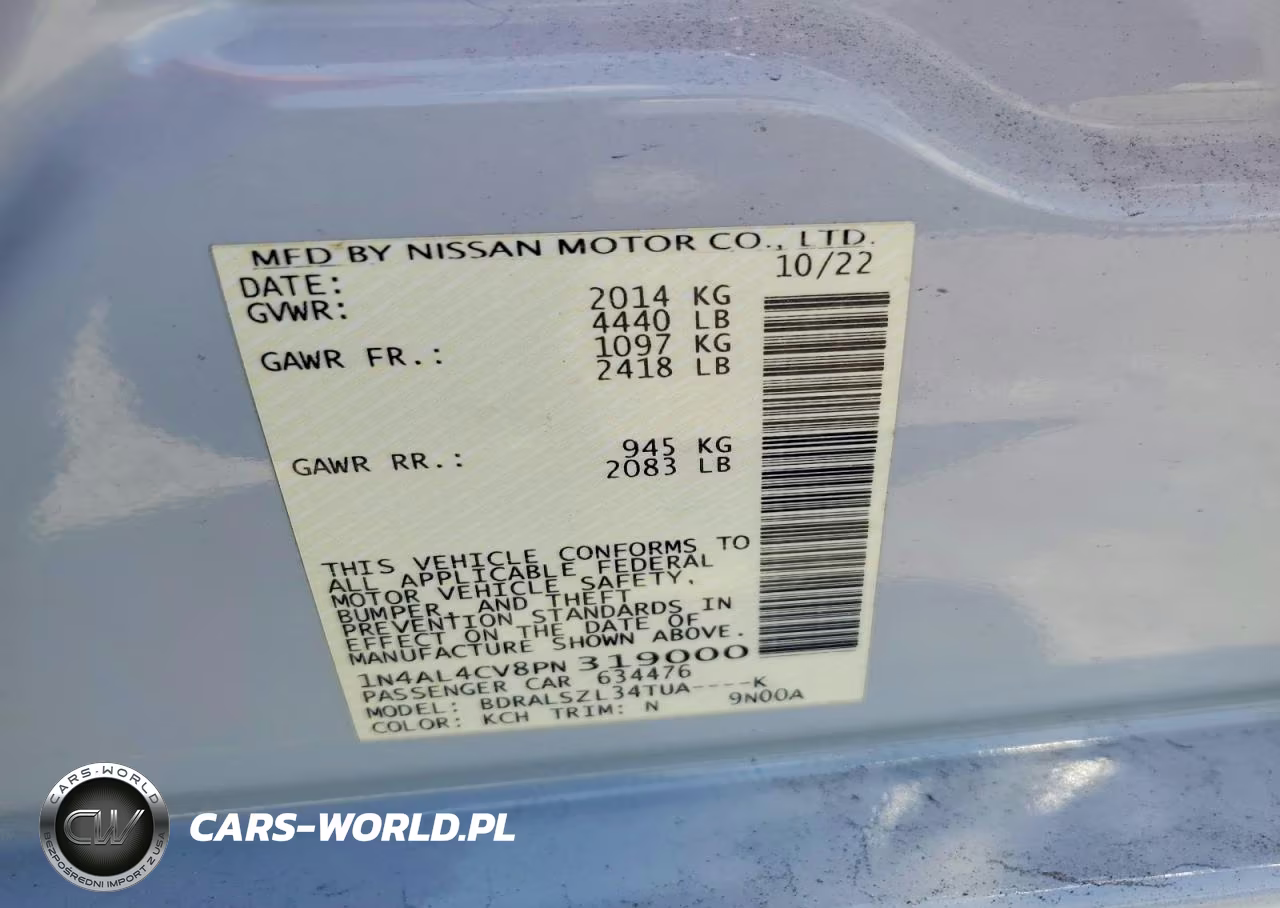 2023 Nissan Altima Sr VIN:1N4AL4CV8PN319000 - 12