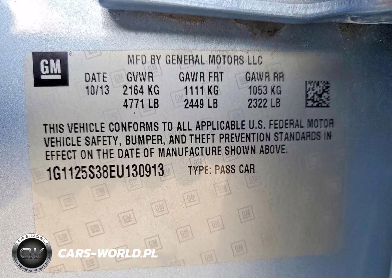 2014 Chevrolet Impala Lt VIN:1G1125S38EU130913 - 12
