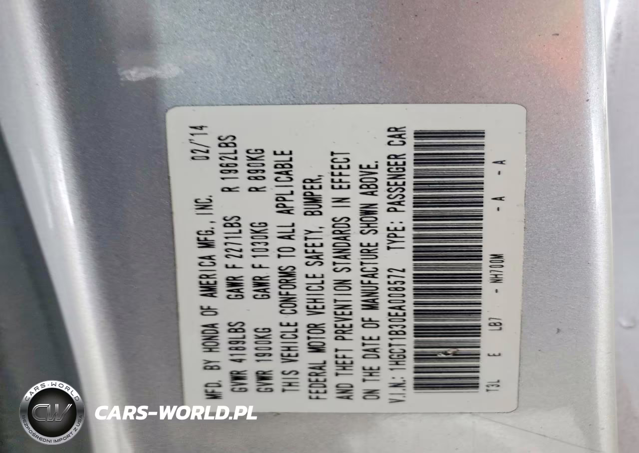 2014 Honda Accord Lx-S VIN:1HGCT1B30EA008572 - 12