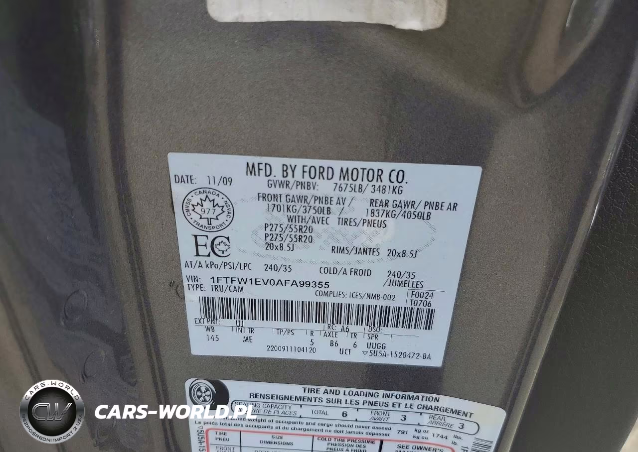 2010 Ford F150 Supercrew VIN:1FTFW1EV0AFA99355 - 12