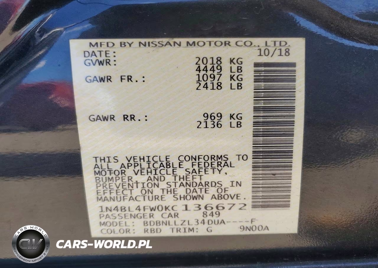 2019 Nissan Altima Platinum VIN:1N4BL4FW0KC136672 - 12