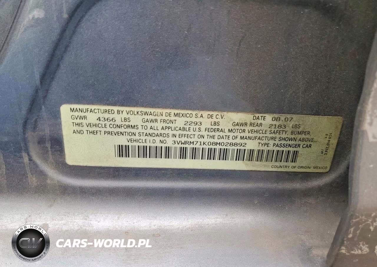 2008 Volkswagen Jetta Se VIN:3VWRM71K08M028892 - 12