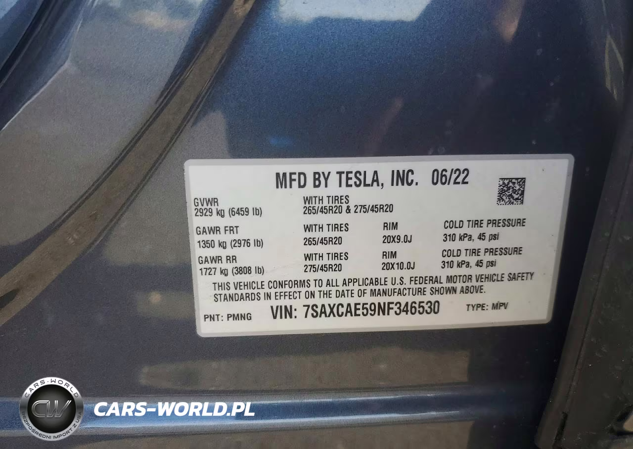 2022 Tesla Model X VIN:7SAXCAE59NF346530 - 13
