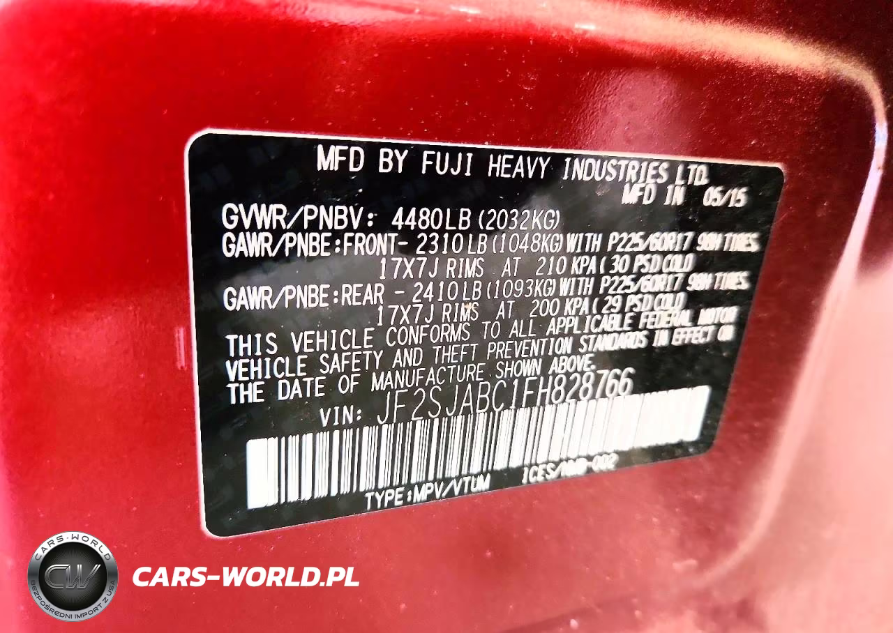 2015 Subaru Forester 2.5I VIN:JF2SJABC1FH828766 - 13