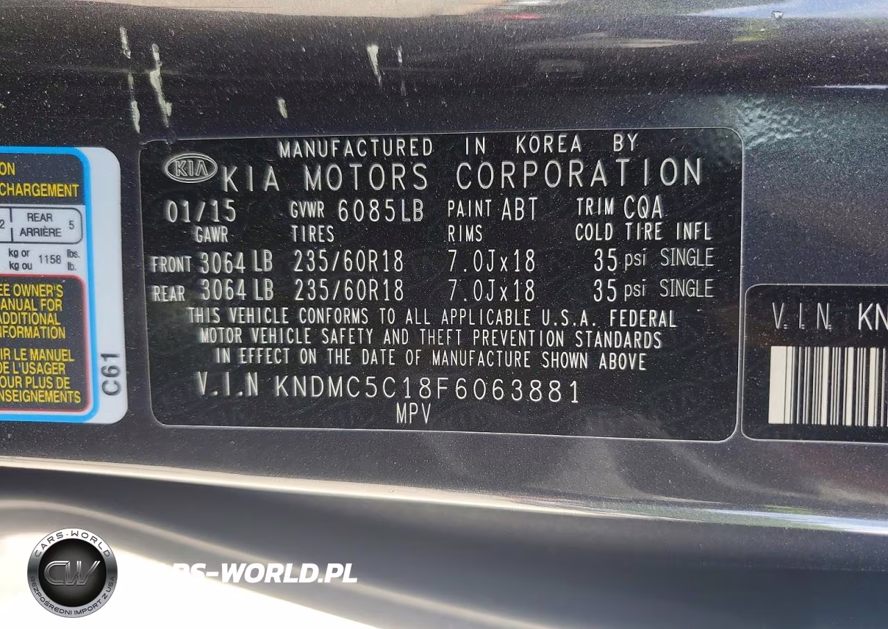 2015 Kia Sedona Sx VIN:KNDMC5C18F6063881 - 13