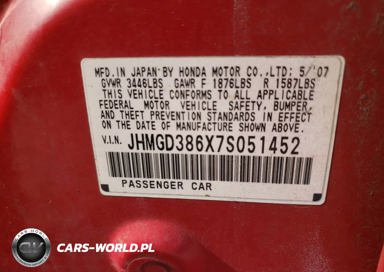 2007 Honda Fit S VIN:JHMGD386X7S051452 - 13