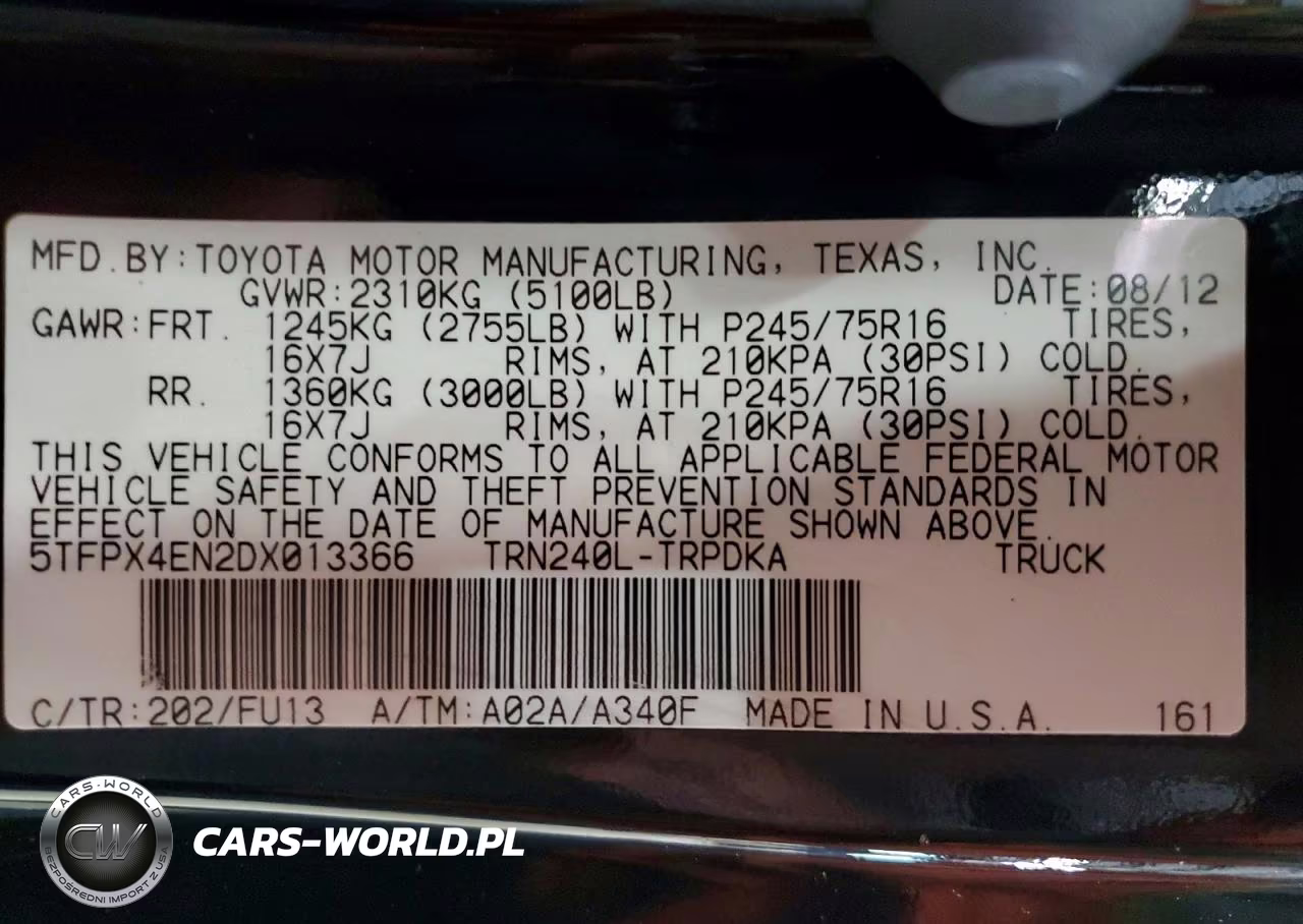 2013 Toyota Tacoma Base VIN:5TFPX4EN2DX013366 - 13