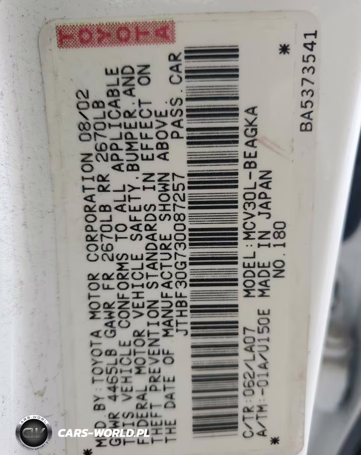 2003 Lexus Es 300 VIN:JTHBF30G730087257 - 12