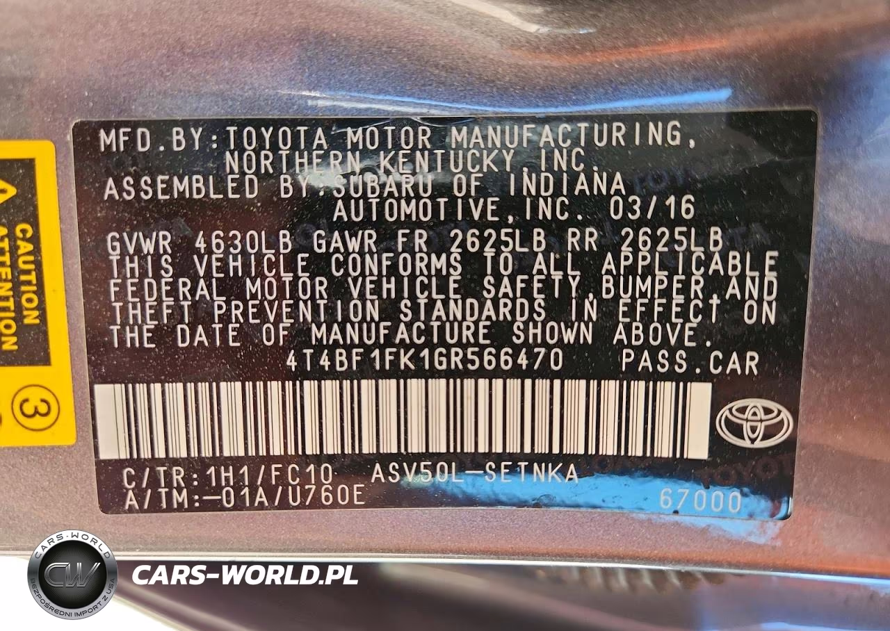 2016 Toyota Camry Le VIN:4T4BF1FK1GR566470 - 12
