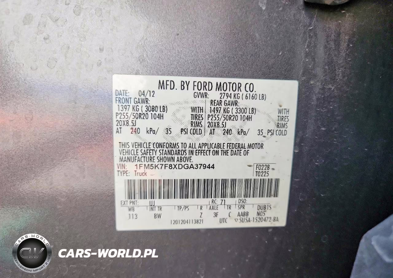 2013 Ford Explorer Limited VIN:1FM5K7F8XDGA37944 - 13