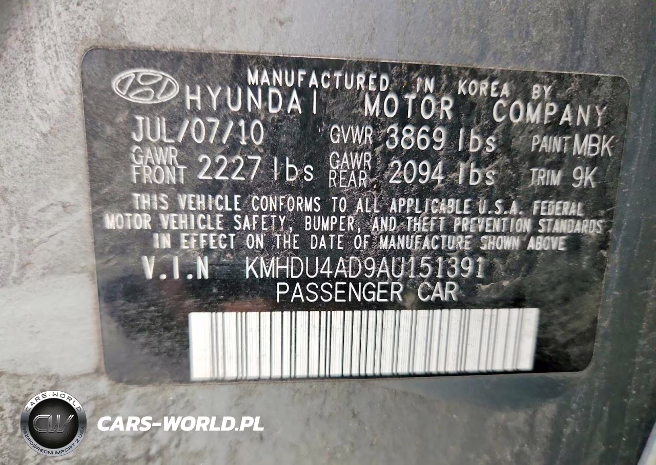 2010 Hyundai Elantra Gls VIN:KMHDU4AD9AU151391 - 12