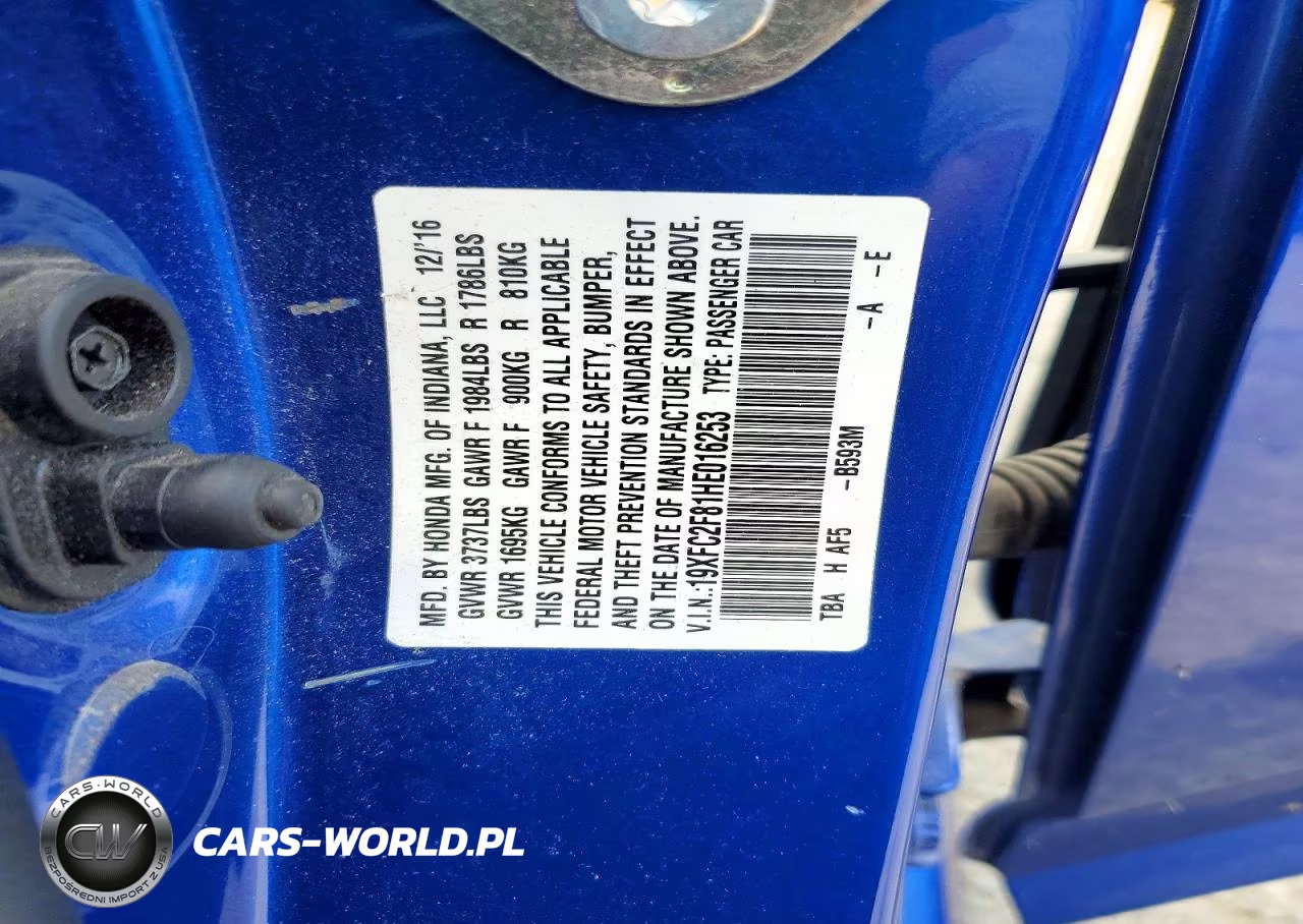 2017 Honda Civic Ex VIN:19XFC2F81HE016253 - 12