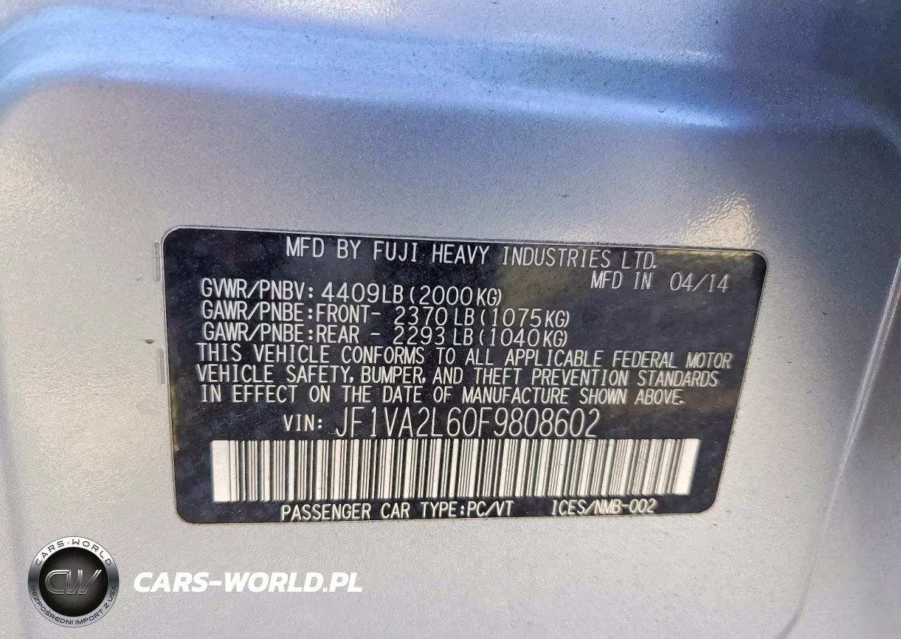 2015 Subaru Wrx Sti VIN:JF1VA2L60F9808602 - 12