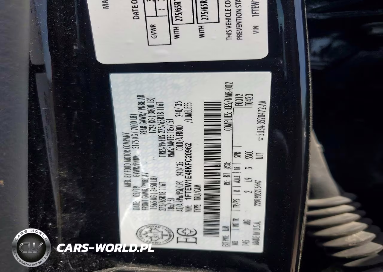 2019 Ford F150 Supercrew VIN:1FTEW1E48KFC20962 - 12