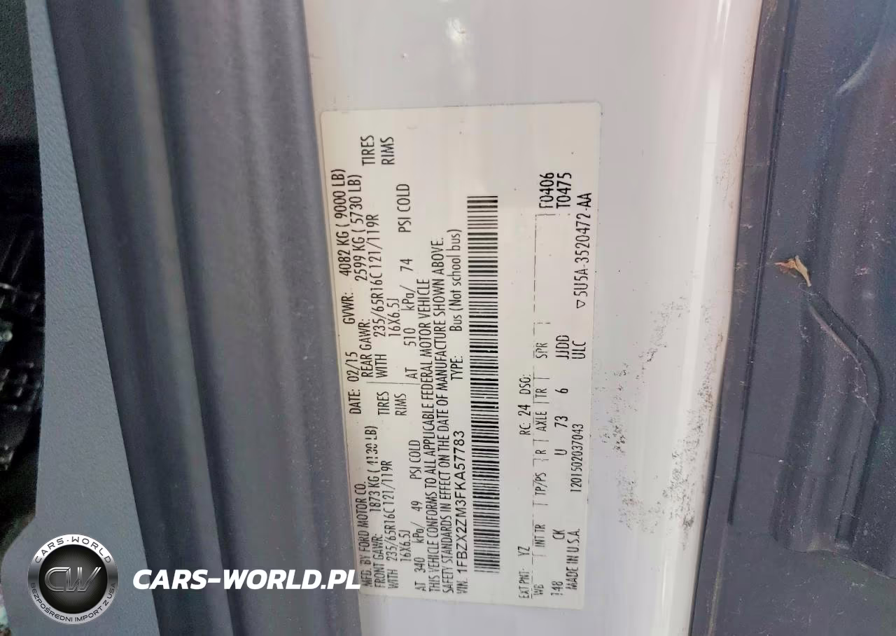 2015 Ford Transit T-350 VIN:1FBZX2ZM3FKA57783 - 13