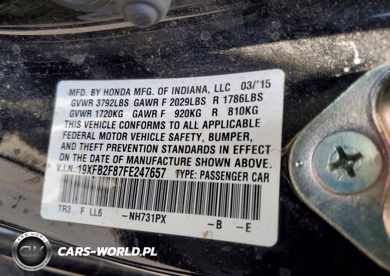 2015 Honda Civic Ex VIN:19XFB2F87FE247657 - 13