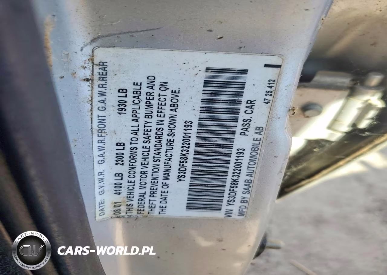 2002 Saab 9-3 Se VIN:YS3DF58K322001193 - 12