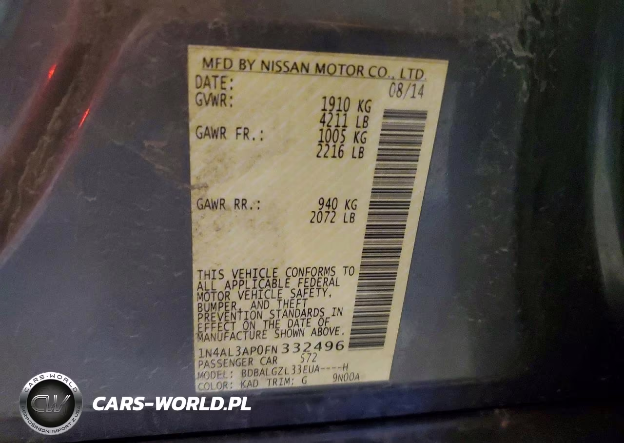 2015 Nissan Altima 2.5 S VIN:1N4AL3AP0FN332496 - 12