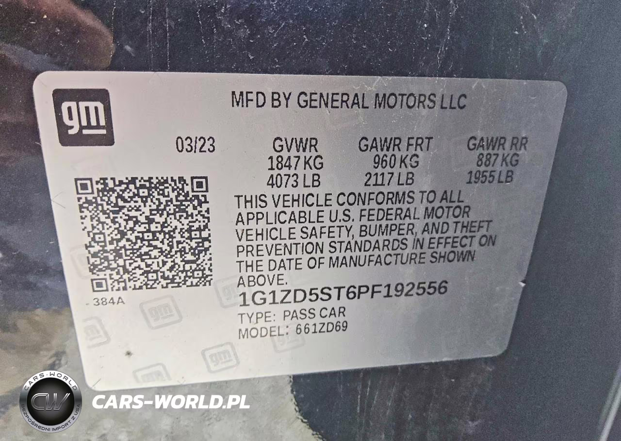 2023 Chevrolet Malibu Fwd 1Lt VIN:1G1ZD5ST6PF192556 - 12