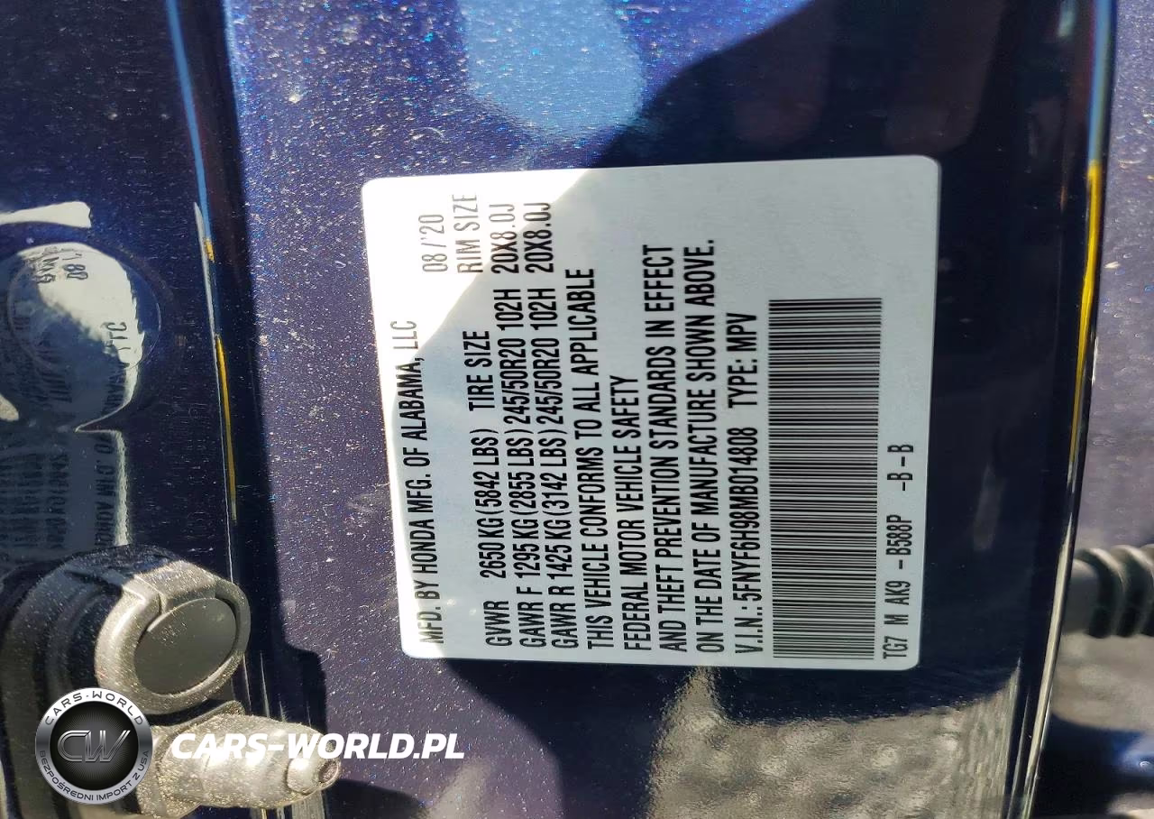 2021 Honda Pilot Touring VIN:5FNYF6H98MB014808 - 13