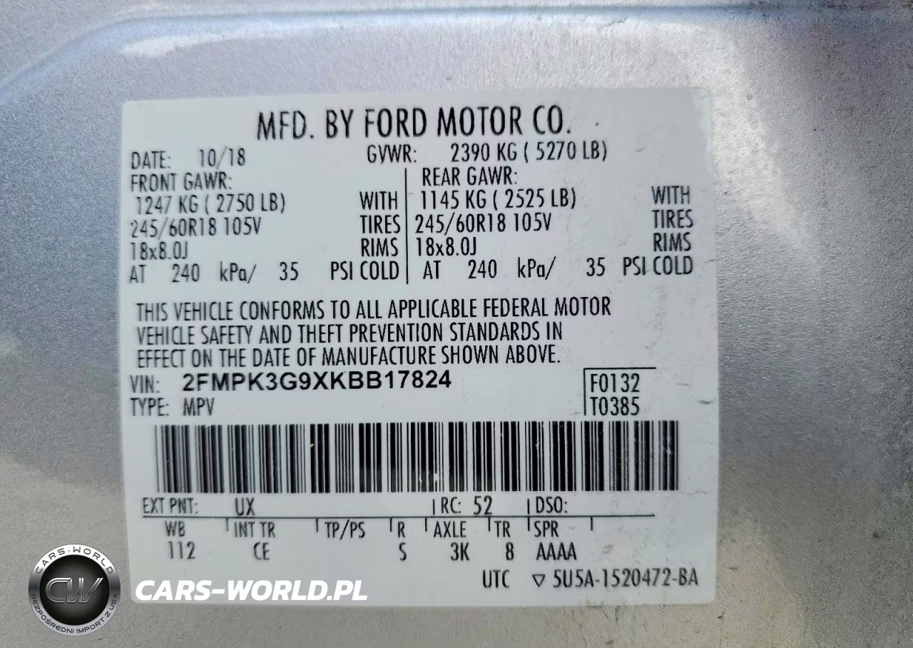 2019 Ford Edge Se VIN:2FMPK3G9XKBB17824 - 13