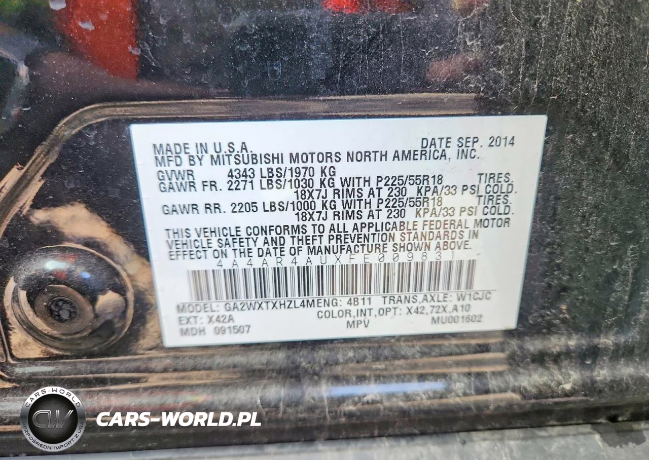 2015 Mitsubishi Outlander Sport Se-Gt VIN:4A4AR4AUXFE009831 - 12