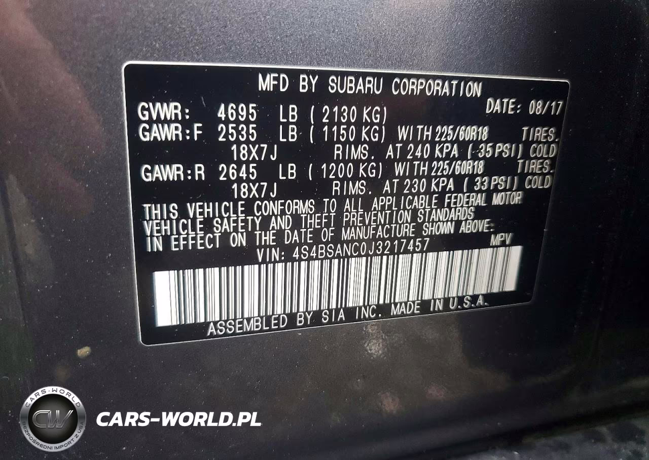 2018 Subaru Outback 2.5I Limited VIN:4S4BSANC0J3217457 - 13