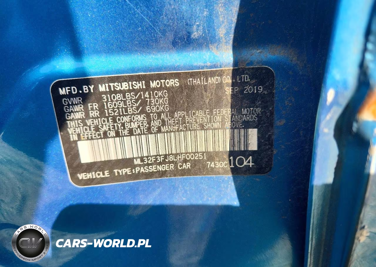 2020 Mitsubishi Mirage G4 Es VIN:ML32F3FJ8LHF00251 - 12