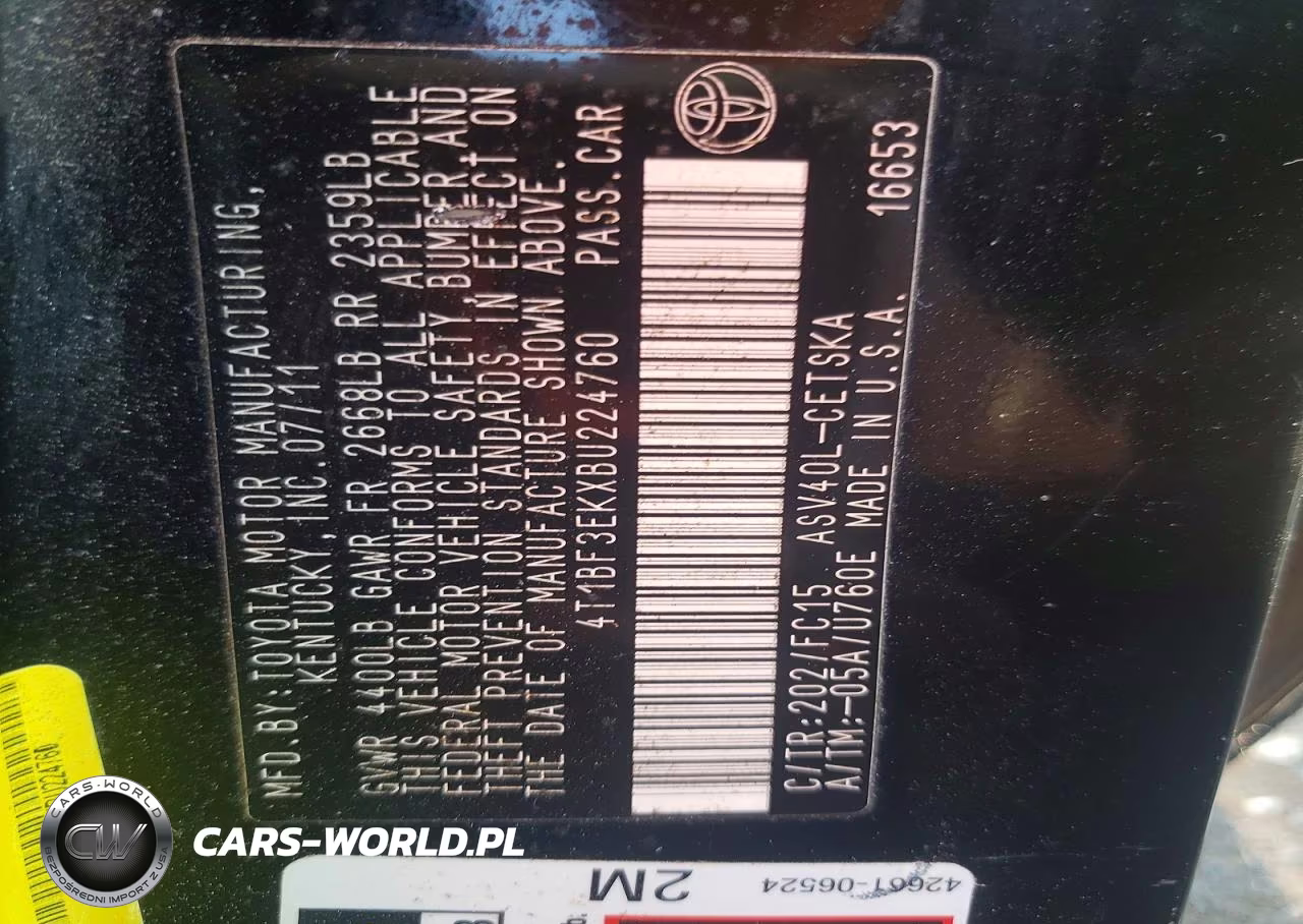2011 Toyota Camry Se VIN:4T1BF3EKXBU224760 - 12