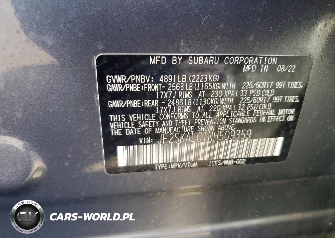 2022 Subaru Forester Wilderness VIN:JF2SKALC1NH509359 - 13