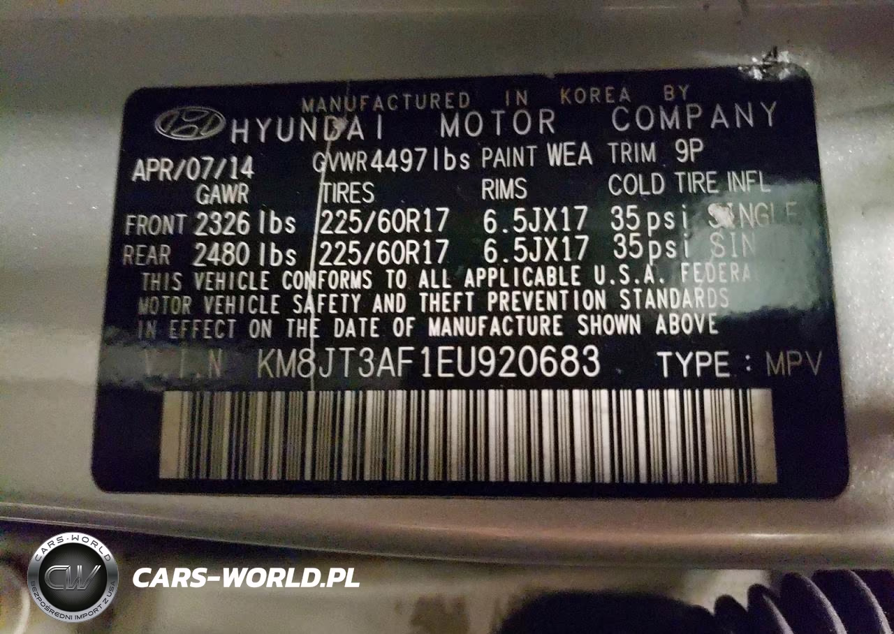 2014 Hyundai Tucson Gls VIN:KM8JT3AF1EU920683 - 13
