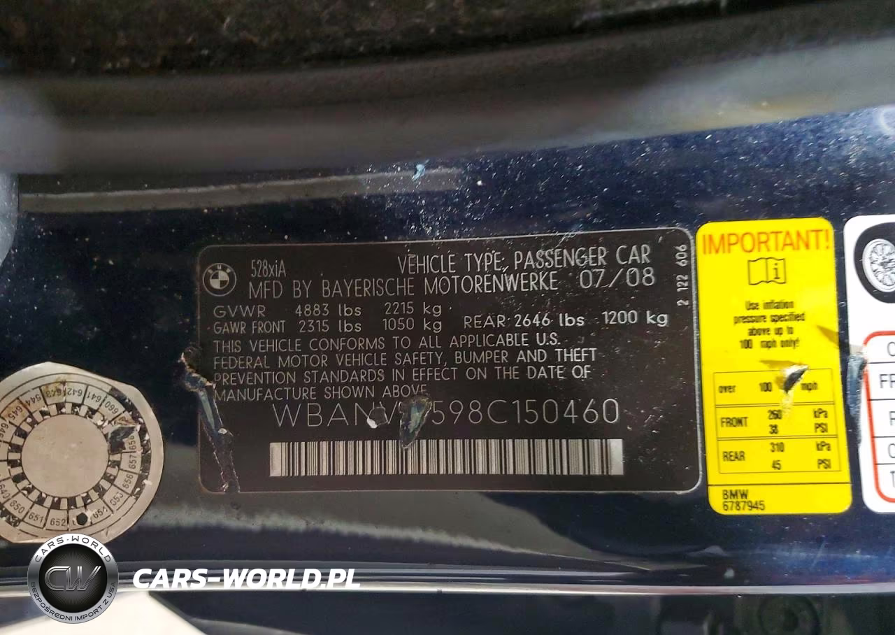 2008 BMW 528 Xi VIN:WBANV13598C150460 - 12