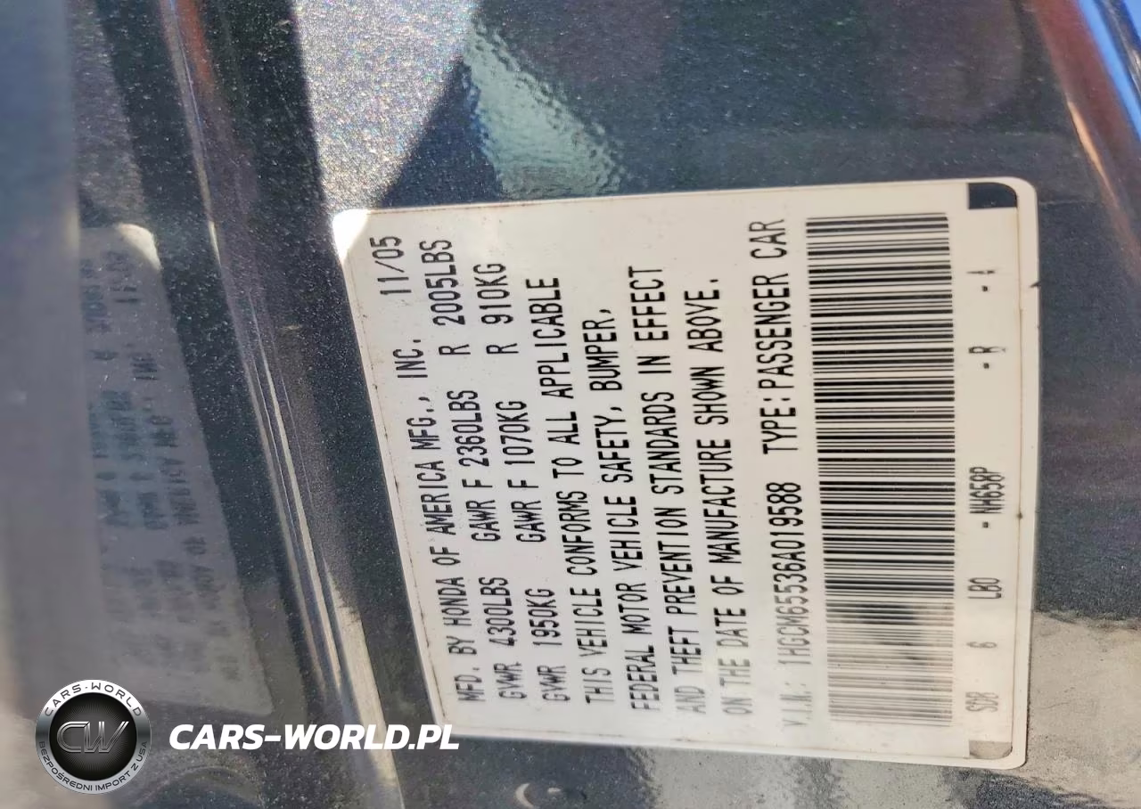 2006 Honda Accord Ex VIN:1HGCM65536A019588 - 12