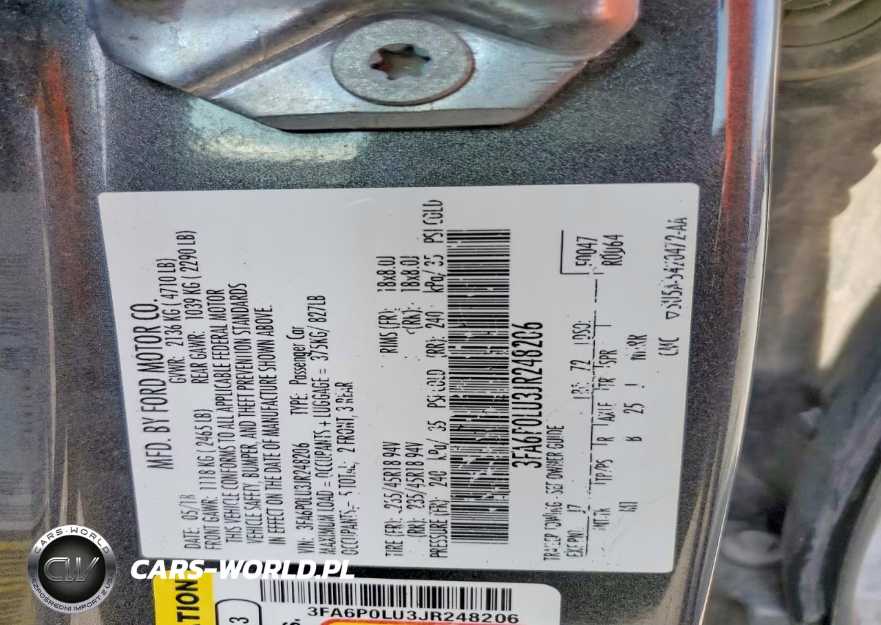 2018 Ford Fusion Se Hybrid VIN:3FA6P0LU3JR248206 - 12