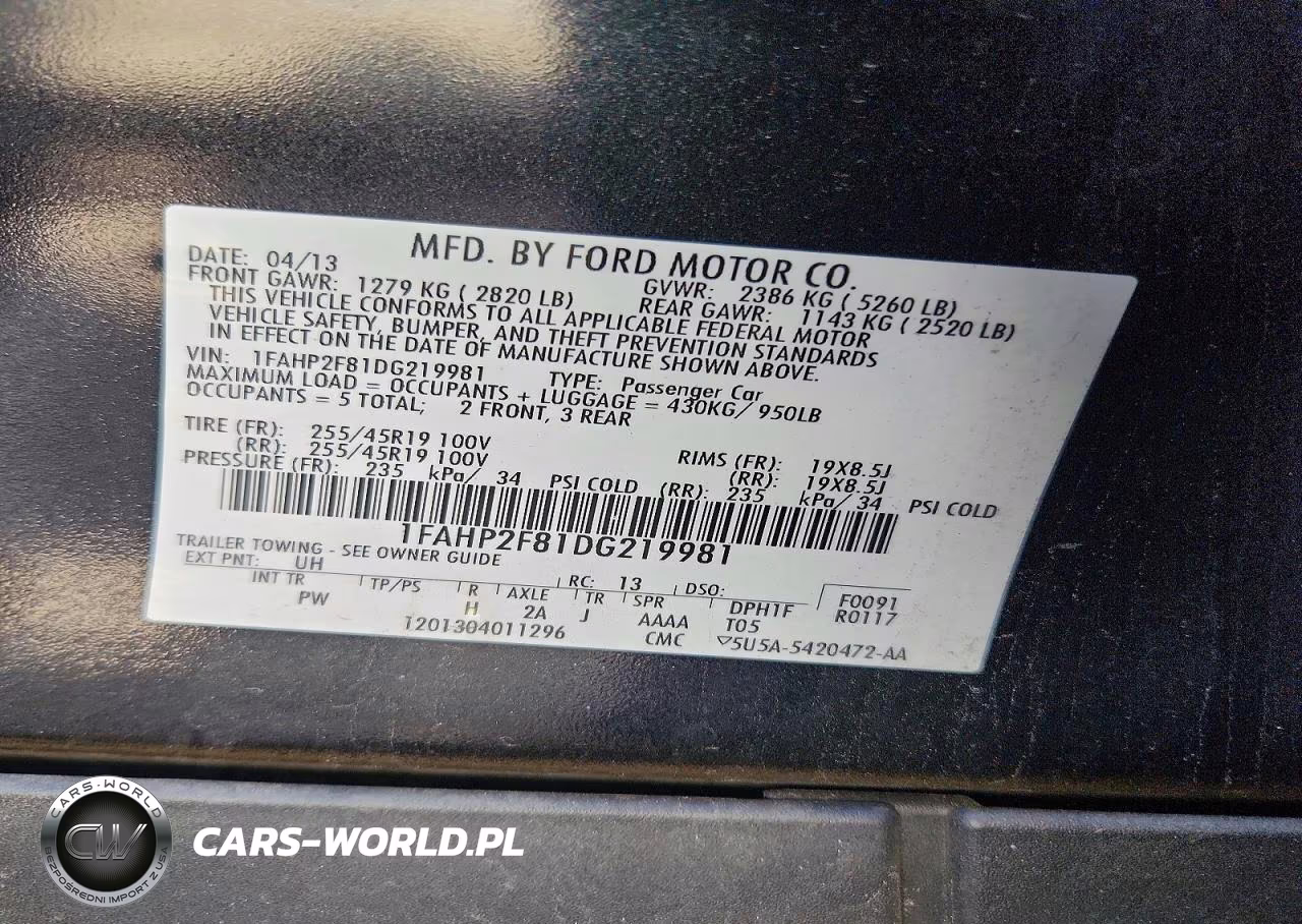 2013 Ford Taurus Limited VIN:1FAHP2F81DG219981 - 12
