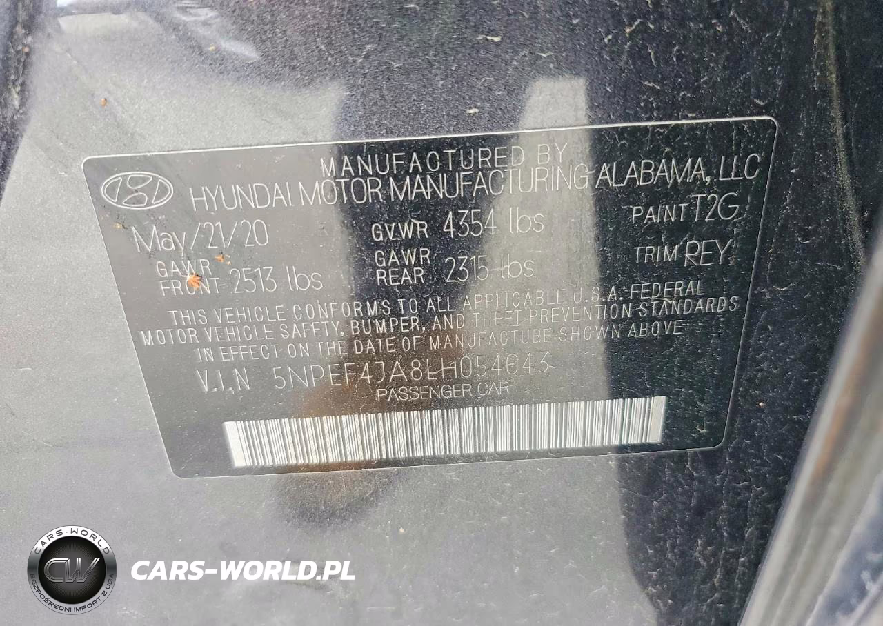 2020 Hyundai Sonata Sel VIN:5NPEF4JA8LH054043 - 12