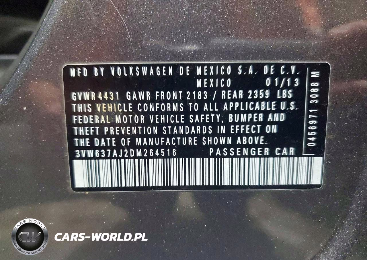 2013 Volkswagen Jetta Hybrid VIN:3VW637AJ2DM264516 - 12