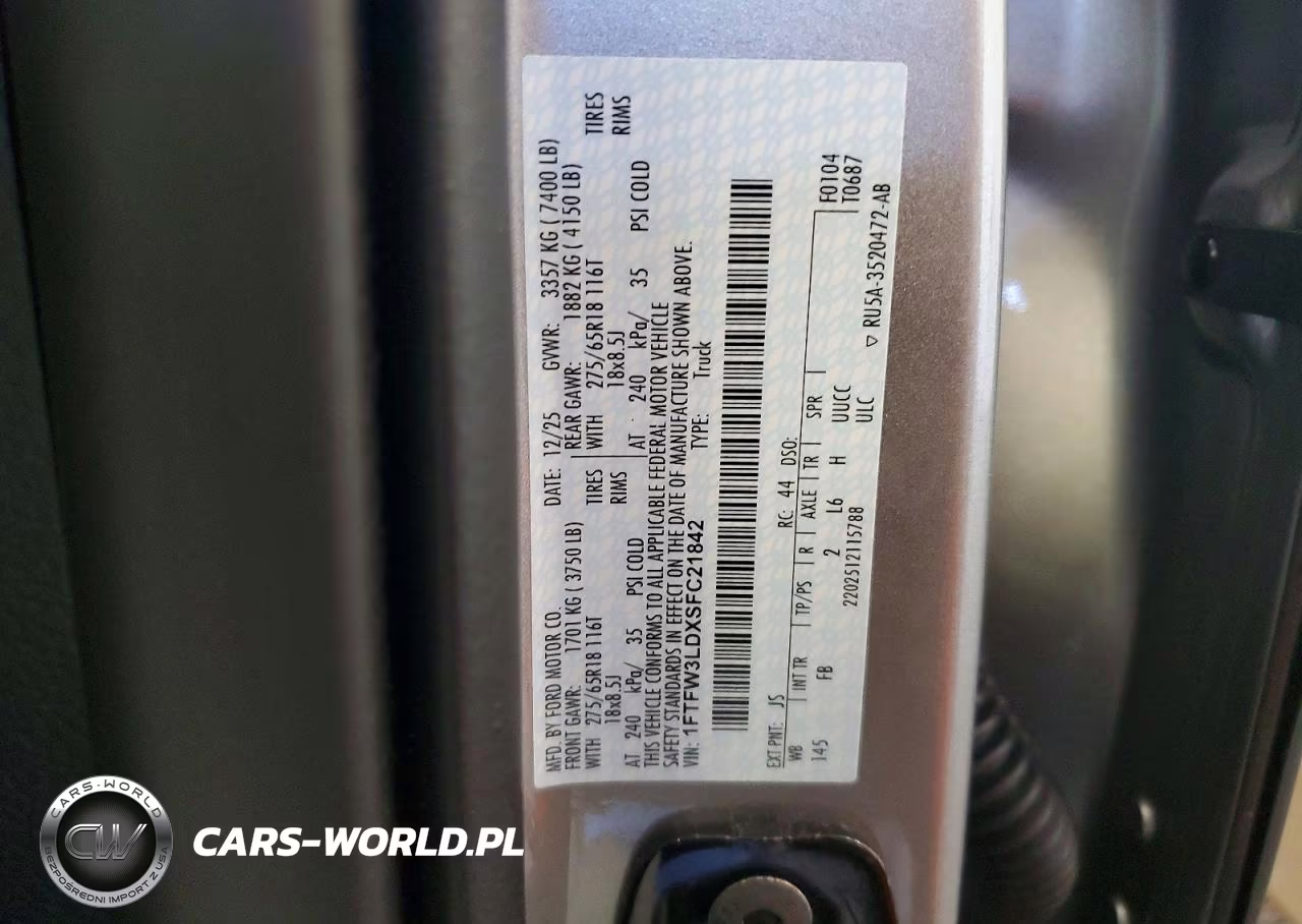2025 Ford F150 Xlt VIN:1FTFW3LDXSFC21842 - 12
