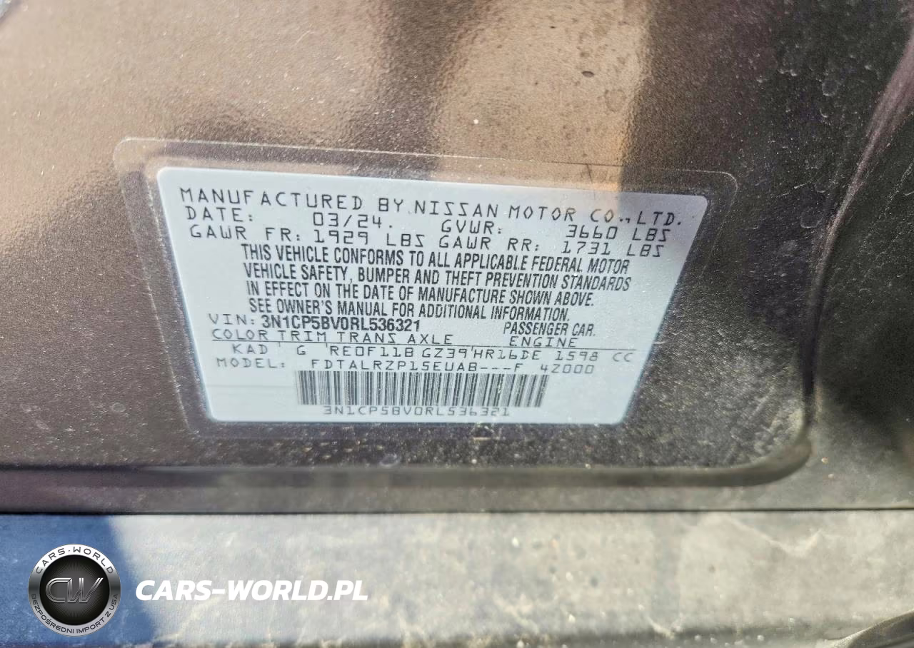 2024 Nissan Kicks S VIN:3N1CP5BV0RL536321 - 13