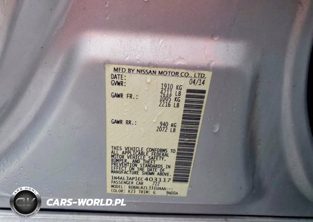 2014 Nissan Altima 2.5 VIN:1N4AL3AP1EC403117 - 12
