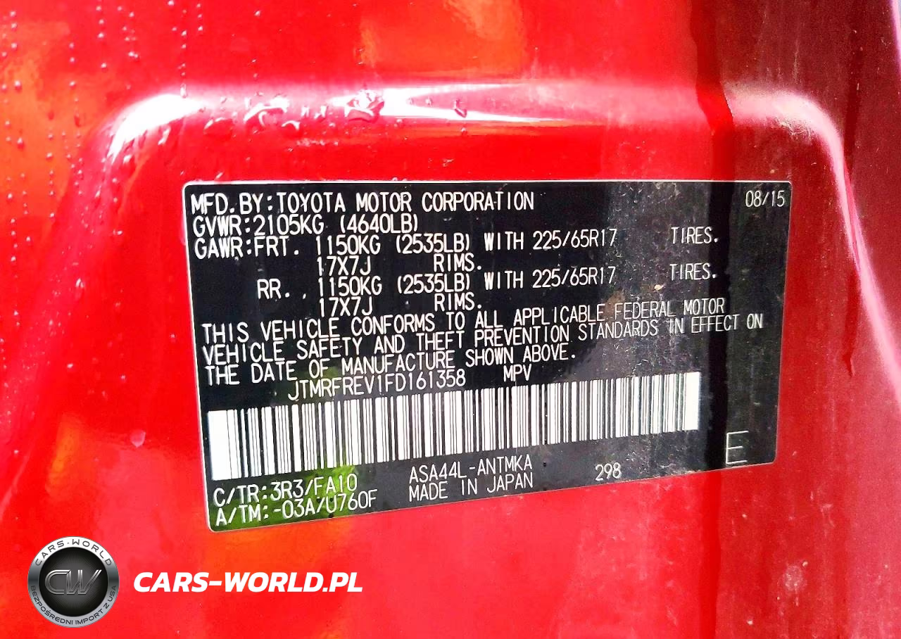 2015 Toyota Rav4 Xle VIN:JTMRFREV1FD161358 - 13