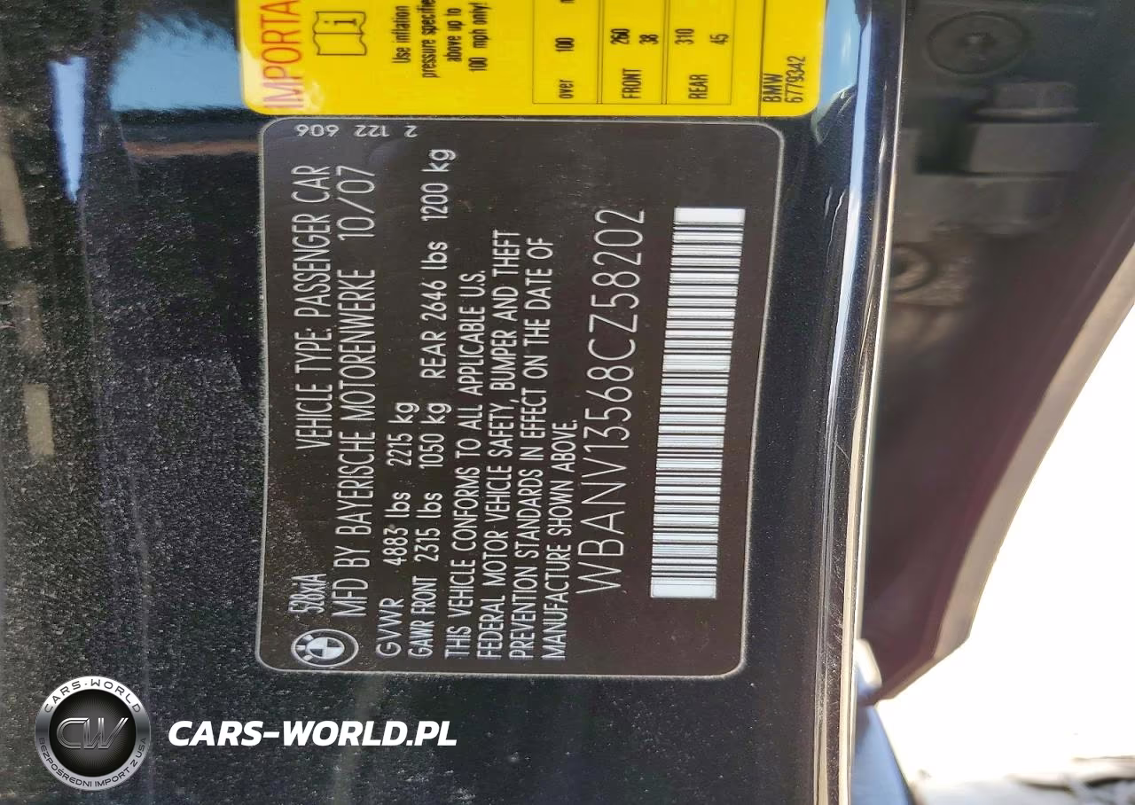 2008 BMW 528 Xi VIN:WBANV13568CZ58202 - 12
