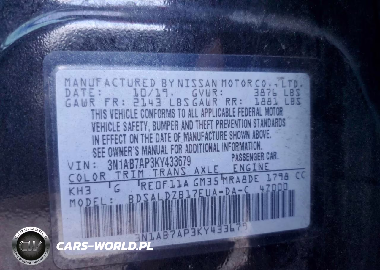 2019 Nissan Sentra Sv VIN:3N1AB7AP3KY433679 - 13