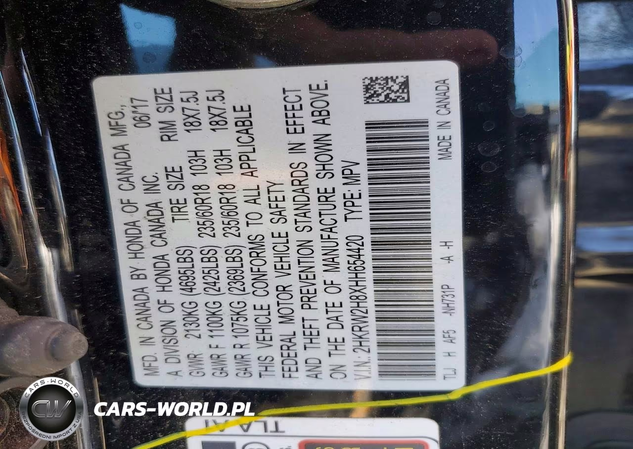 2017 Honda Cr-V Exl VIN:2HKRW2H8XHH654420 - 14