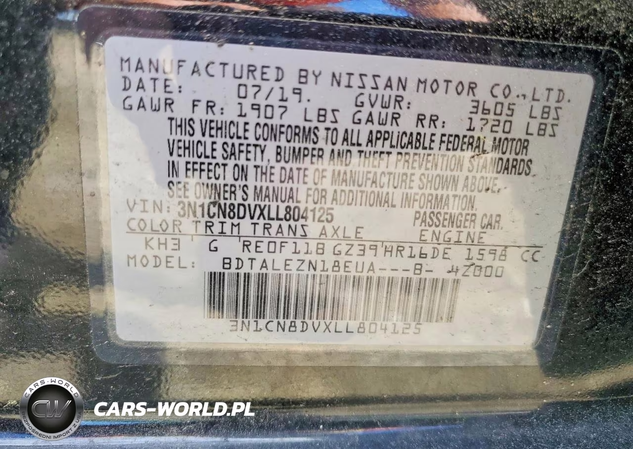 2020 Nissan Versa S VIN:3N1CN8DVXLL804125 - 13